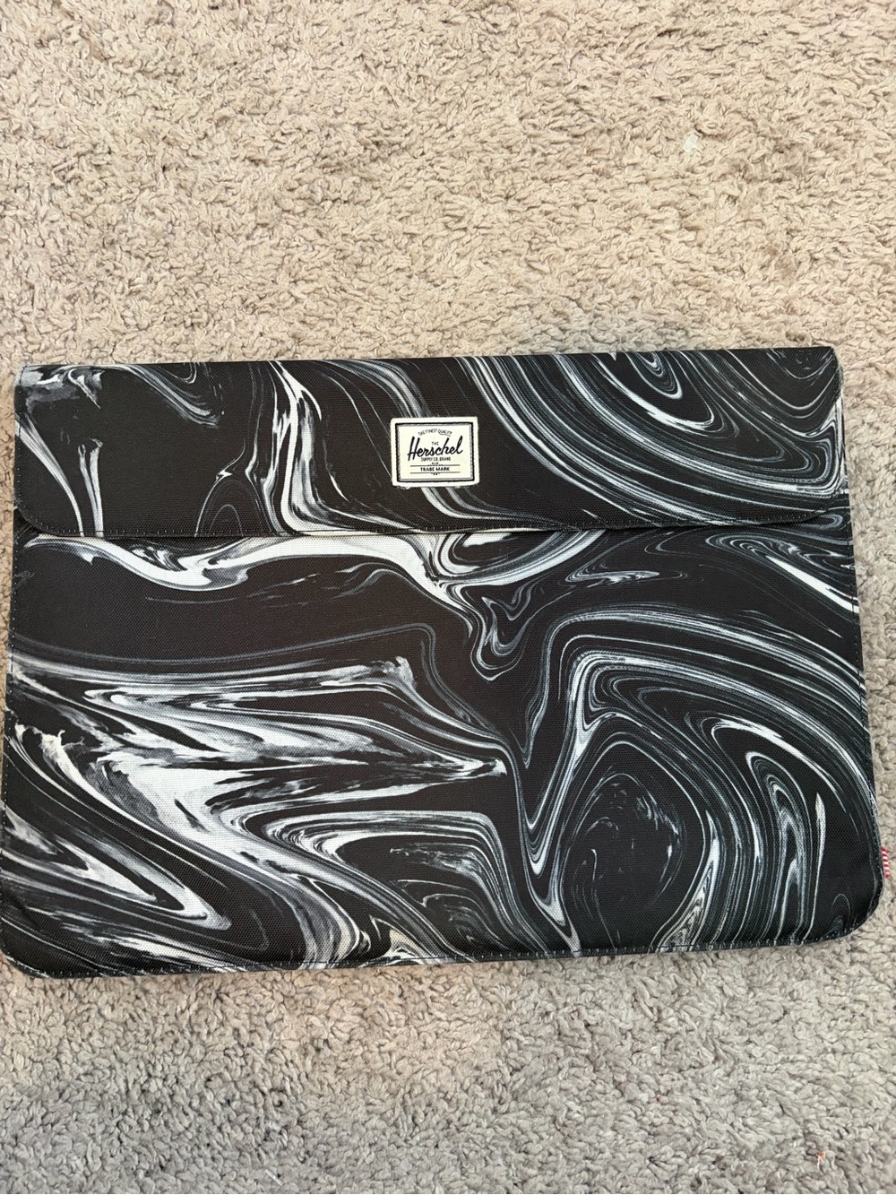 Herschel Black & Red Striped Lined Laptop Sleeve